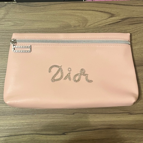 Dior Handbags - NWOT Dior Blush Pink Faux Leather Makeup Bag Cosmetic Case W Embroidered Beading
